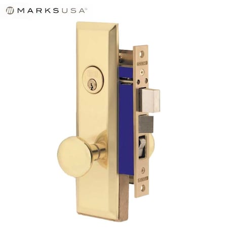 Marks METRO MORTISE APARTMENT KNOB LOCKSET HD - ENTRANCE - 1-1/16 X 7-5/8 - POLISHED BRASS - RIGHT MRK-114A-3-RH